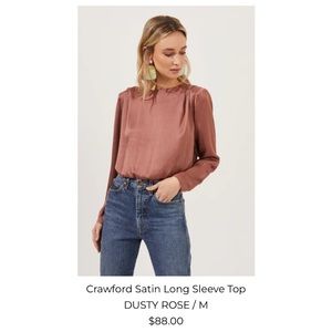 ATR THE LABEL CRAWFORD SATIN LONG SLEEVE TOP